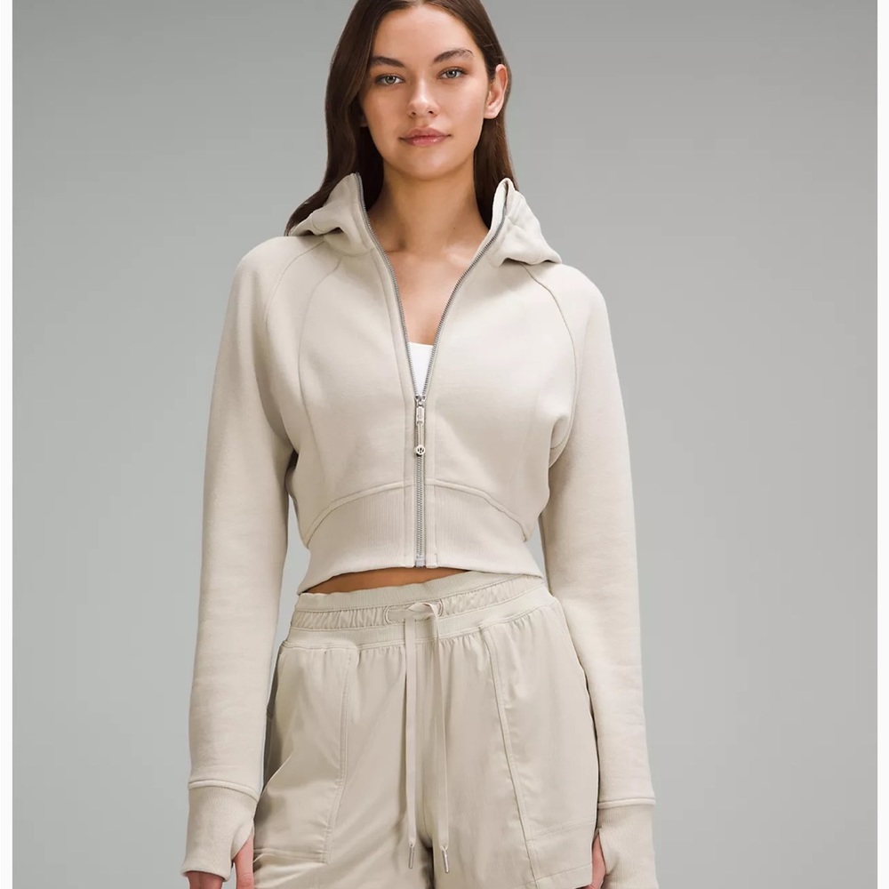 lululemon athletica Cropped Zip Hoodie in Light Beige/Cream